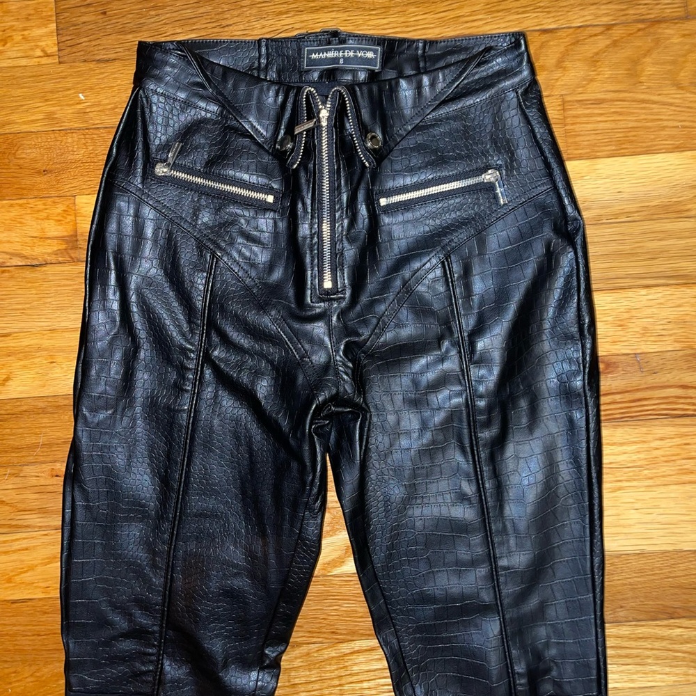 Maniere de voir croc leather pants